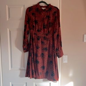 Medium Dress Long Sleeved Burnt Orange & Navy
